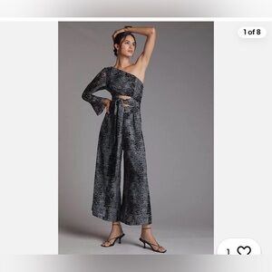 Geisha designs one shoulder velvet jumpsuit